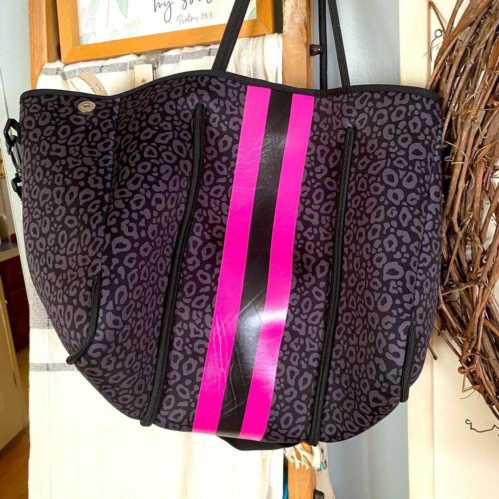 Barbie pink grey and black Neoprene tote